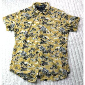 Desert Dunes SS Button Up Yellow Gray Tropical Island Hawaiian Lightweight Shirt